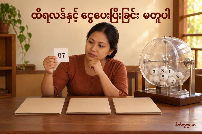 ရလဒ်၊ ဆုအမျိုးအစားနှင့် ငွေပေးပြီးခြင်းကို ထီအသိပေးချက်တွင် ခွဲဖတ်ပါ — စိတ်ကူးထီဆိုင်ရာ သရုပ်ဖော်ပုံ။