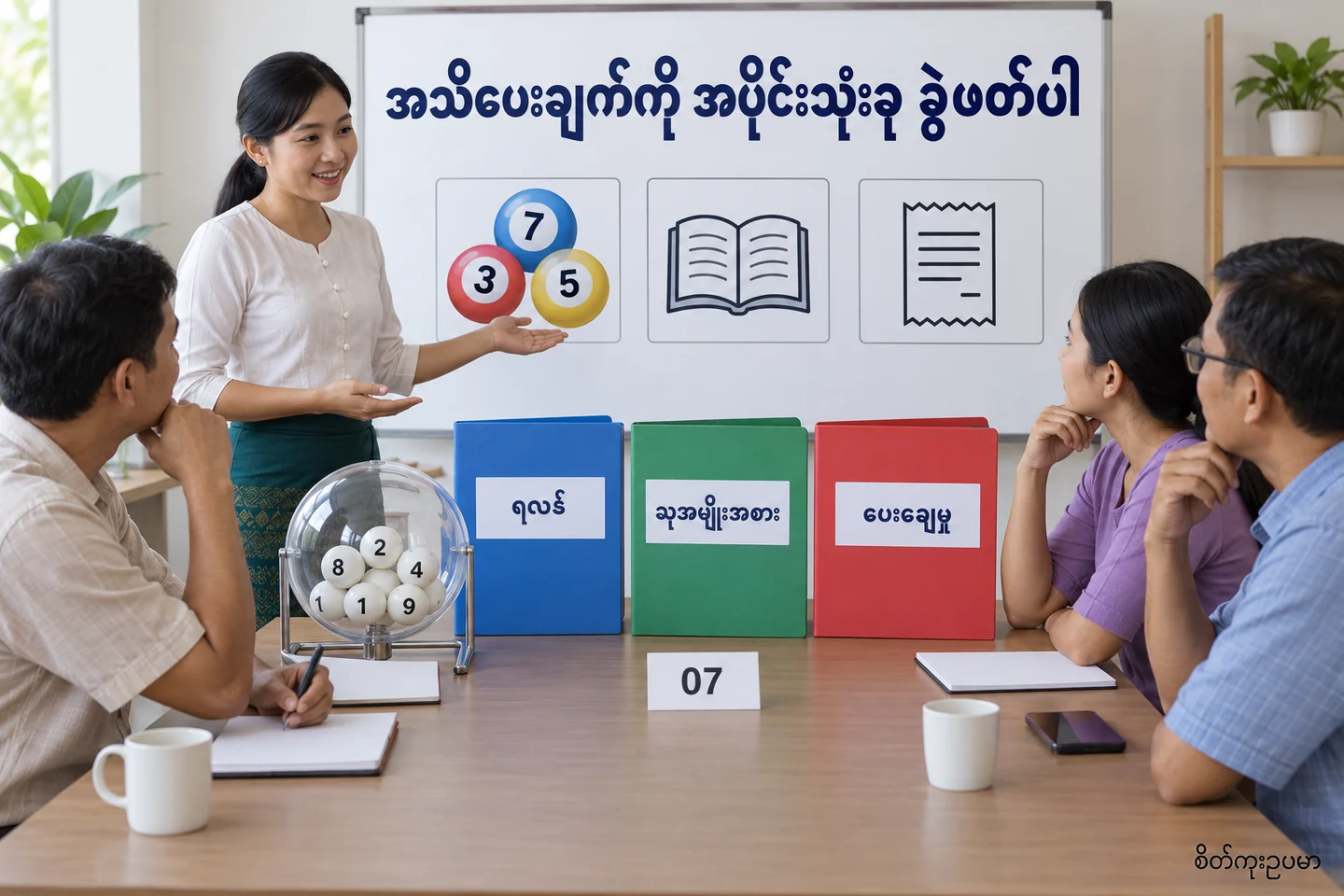 အသိပေးချက်၏ ရလဒ်၊ ဆုနှင့် ပေးချေမှု ခွဲဖတ်နည်း ကို ပြထားသော စိတ်ကူးဥပမာပုံ။